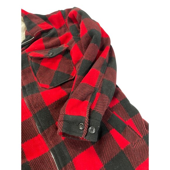 Maxxsell Mens Sherpa Lined Buffalo Plaid Red Black Winter Jacket Size XXL SKU 93 - Picture 3 of 15